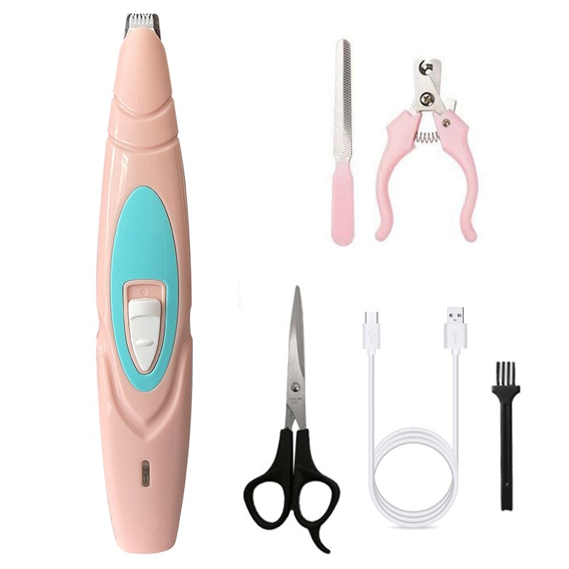 Cortapelos eléctrico para perros, pies de recortador de pelo para mascotas, peluquería, cortador de pelo para perros, pedicura: pink set 2