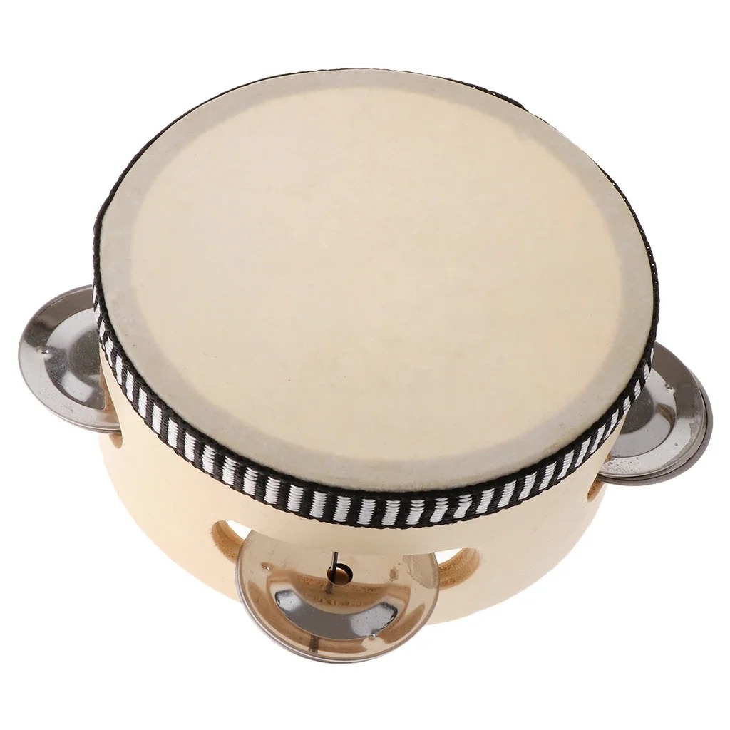 Pandereta de mano de 4 pulgadas y 6 pulgadas, cascabeles de Metal, instrumento Musical de percusión para juegos de KTV