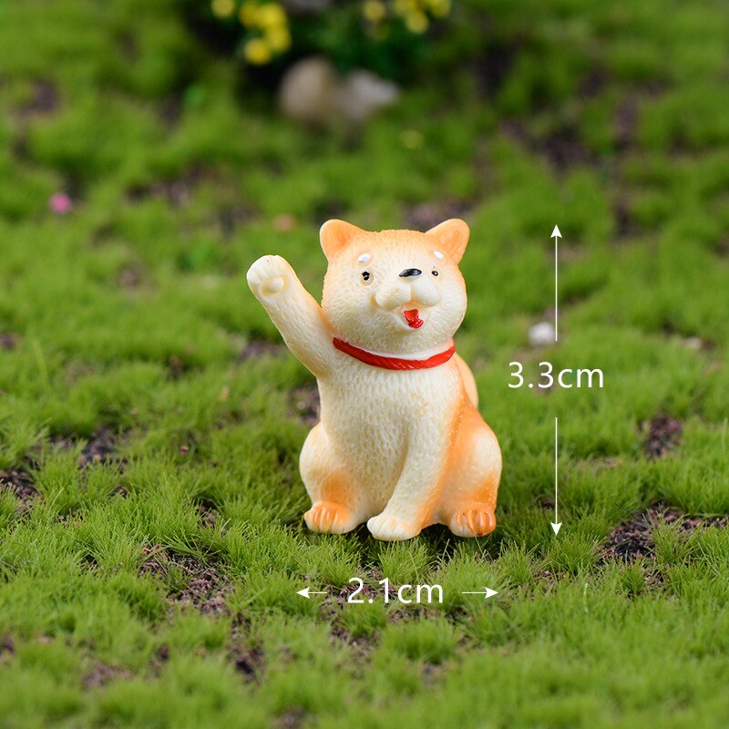 miniature Akita dog resin animal figurines fairy garden modern miniatures home desk decoration living room accessories decor: Dark Gray