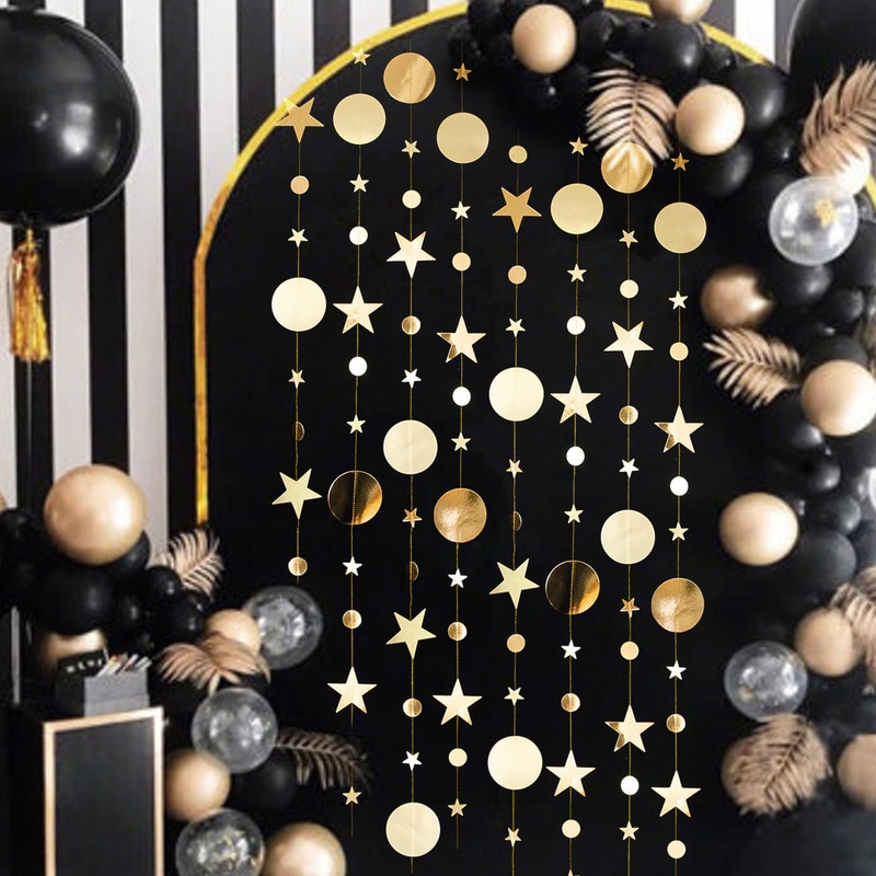 Guirlande pendante en chaîne en papier, 4m, pour décorations de mariage, décorations pour réceptionniste, fête prénatale, anniversaire, noël