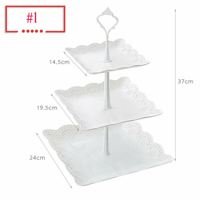 3 Tier Plastic Taart Staan Afternoon Thee Bruiloft Platen Partij Dessertbord Fruit Groente Opbergrek Tablewaretool Houder