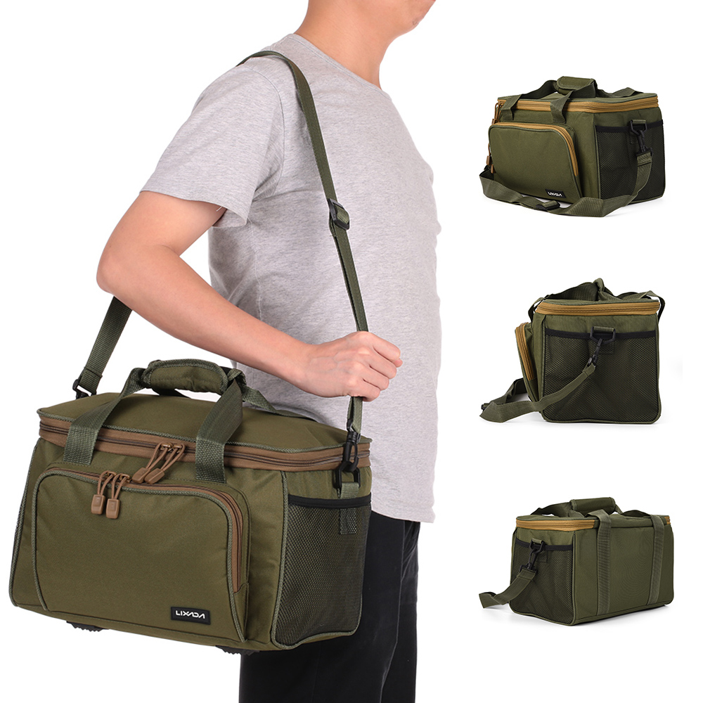 Lixada monitoimikalastuskassi ulkokäyttöön vedenpitävä kangas kalastusvälineet laukku kalastus vieheet varusteiden säilytyspussi crossbody laukut