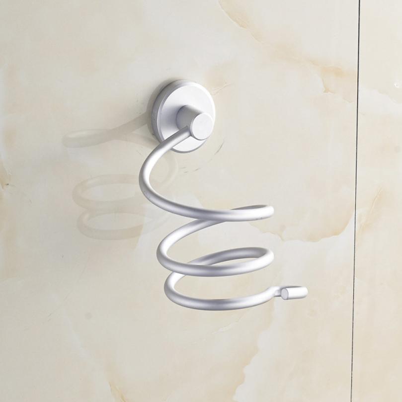 Badeværelse hårtørrer holder vægmonteret rack plads spare hylde opbevaring arrangør aluminium hårtørrer holder multifunktions bøjle