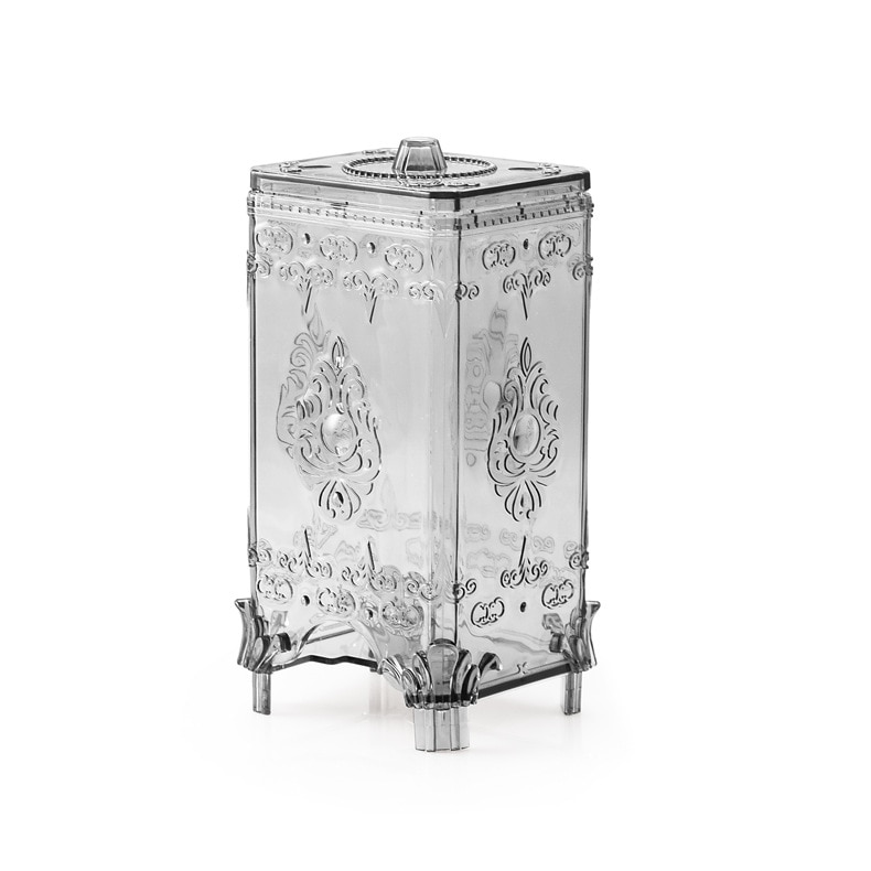 Caja organizadora de maquillaje PS para almacenar algodón de maquillaje en polvo puff Europea organizador de mesa de almacenamiento de maquillaje transparente con tapa