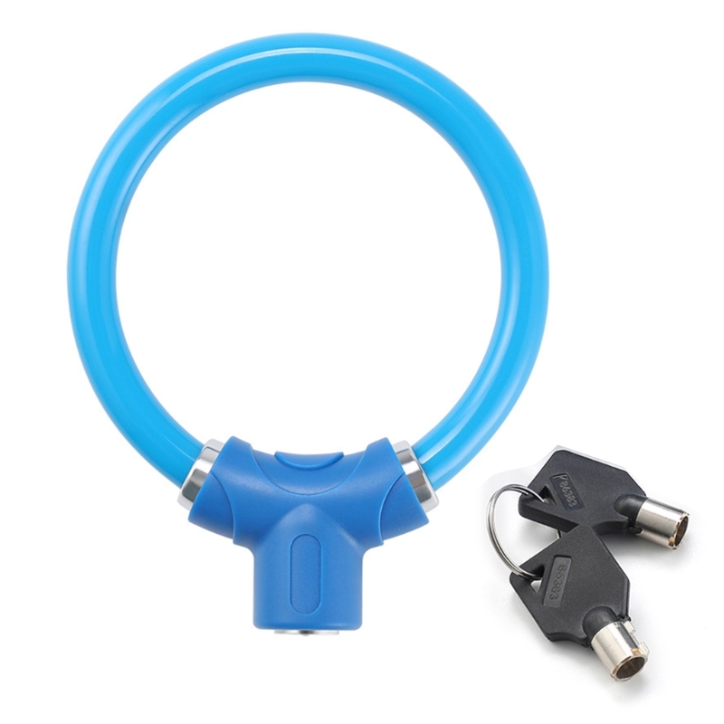 Candado antirrobo con forma de anillo para bicicleta, accesorio de seguridad de acero para ciclismo de montaña O carretera: Azul
