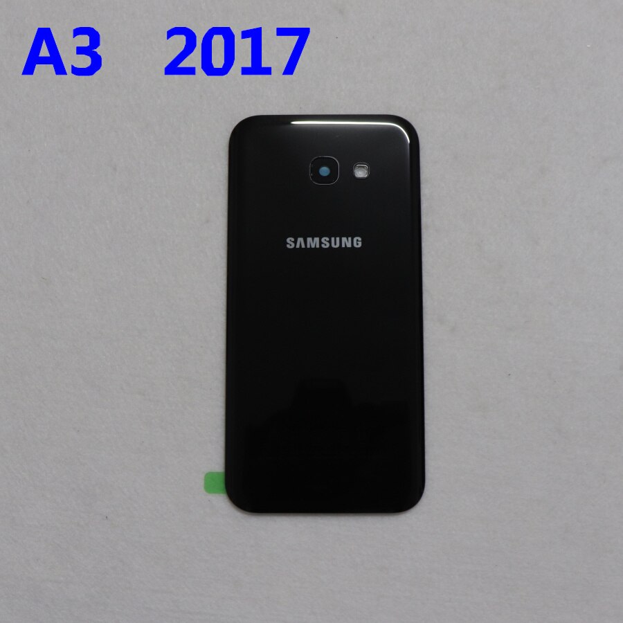 Back Glass For SAMSUNG Galaxy A3/A5/A7 A320 A520 A720 A320F A520F Back Battery Cover Rear Door Housing Case Replacement: A3 2017 black