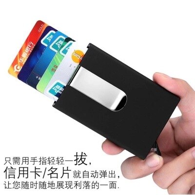 Rostfritt stål kreditkortshållare män smal anti skydda resor id kortinnehavare kvinnor rfid plånbok metall fodral porte carte