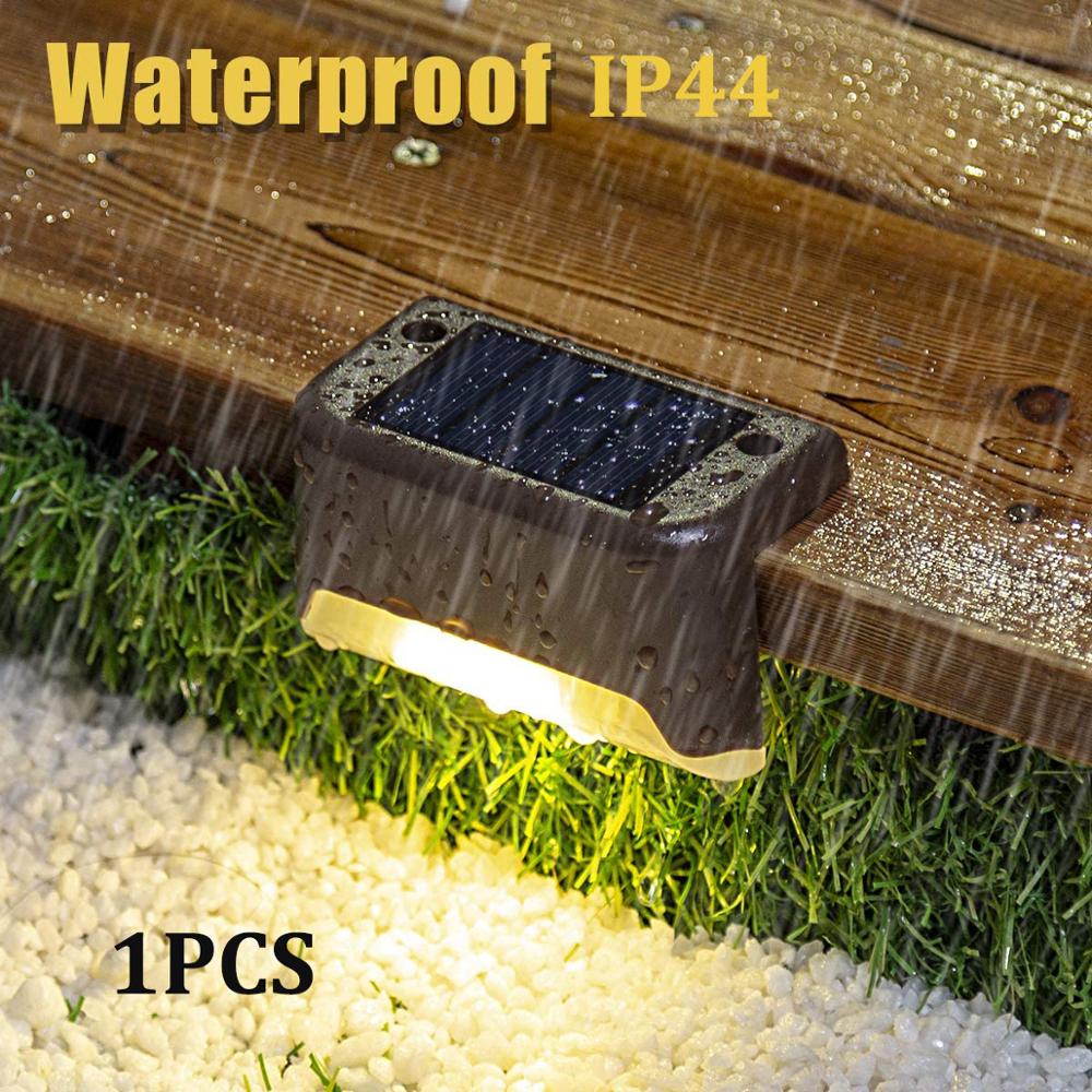Luces Solares LED escalera de sendero luz exterior lámpara de paso jardín valla de patio pared paisaje lámpara Solar luz nocturna al aire libre: 1PCS Coffee