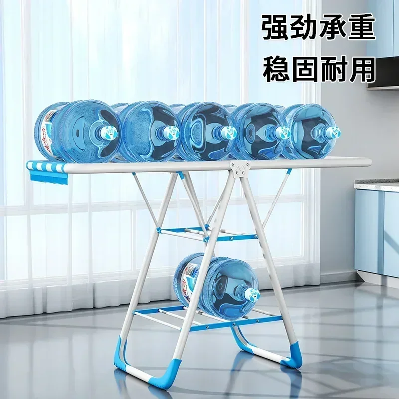 Droogrek van koolstofstaal, vloervouwen, droogpaal voor huishoudelijke kleding, balkon, eenvoudig rek