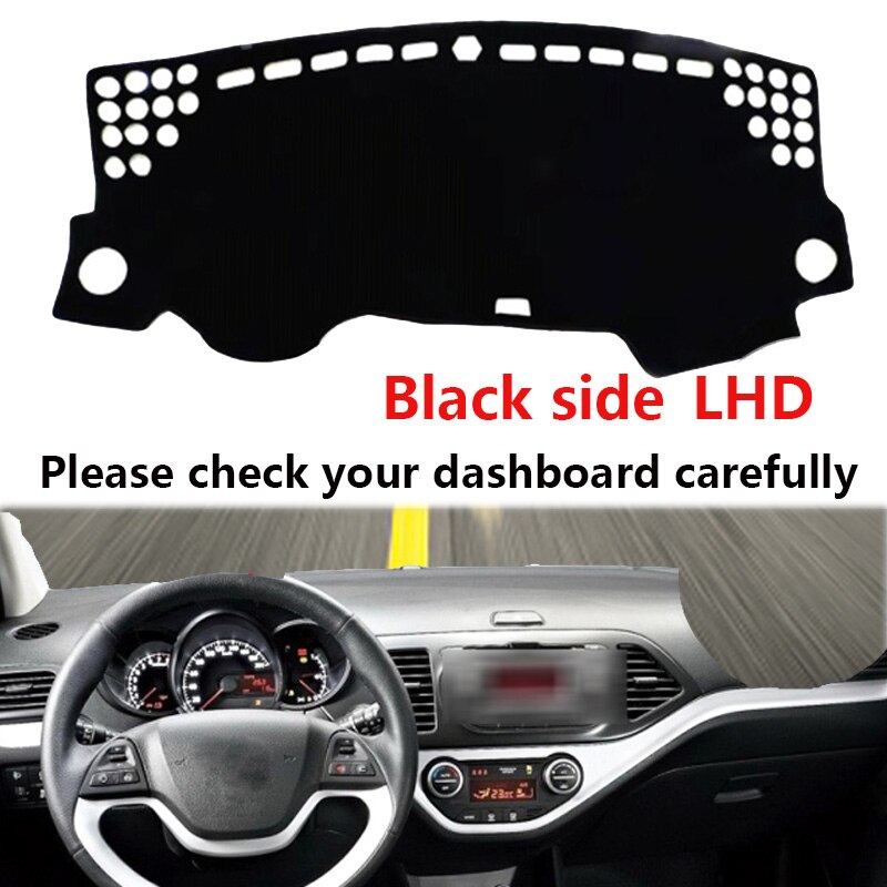 Auto dashboardhoes dashboard mat tapijt cape voor kia picanto morning 2 lagen lhd rhd auto zonnescherm kussen: Lhd zwarte kant
