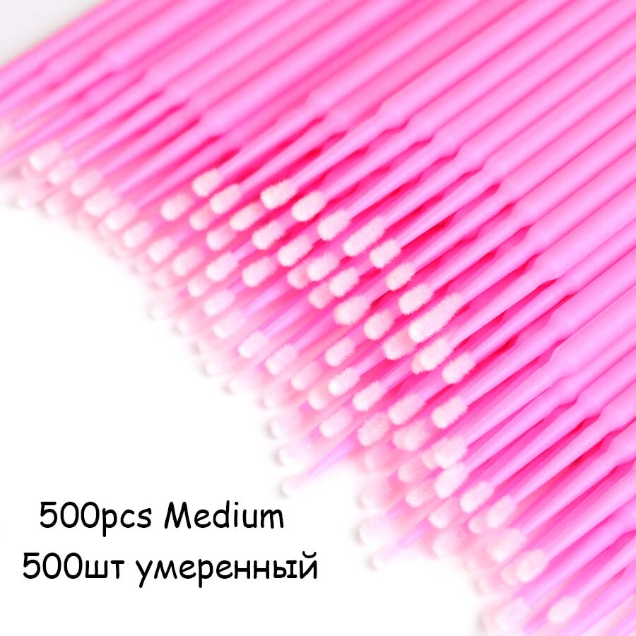 300/500 Pcs Disposable MicroBrush Eyelashes Extension Individual Lash Removing Swab Micro Brush For Eyelash Extension Tools: 500 pcs pink