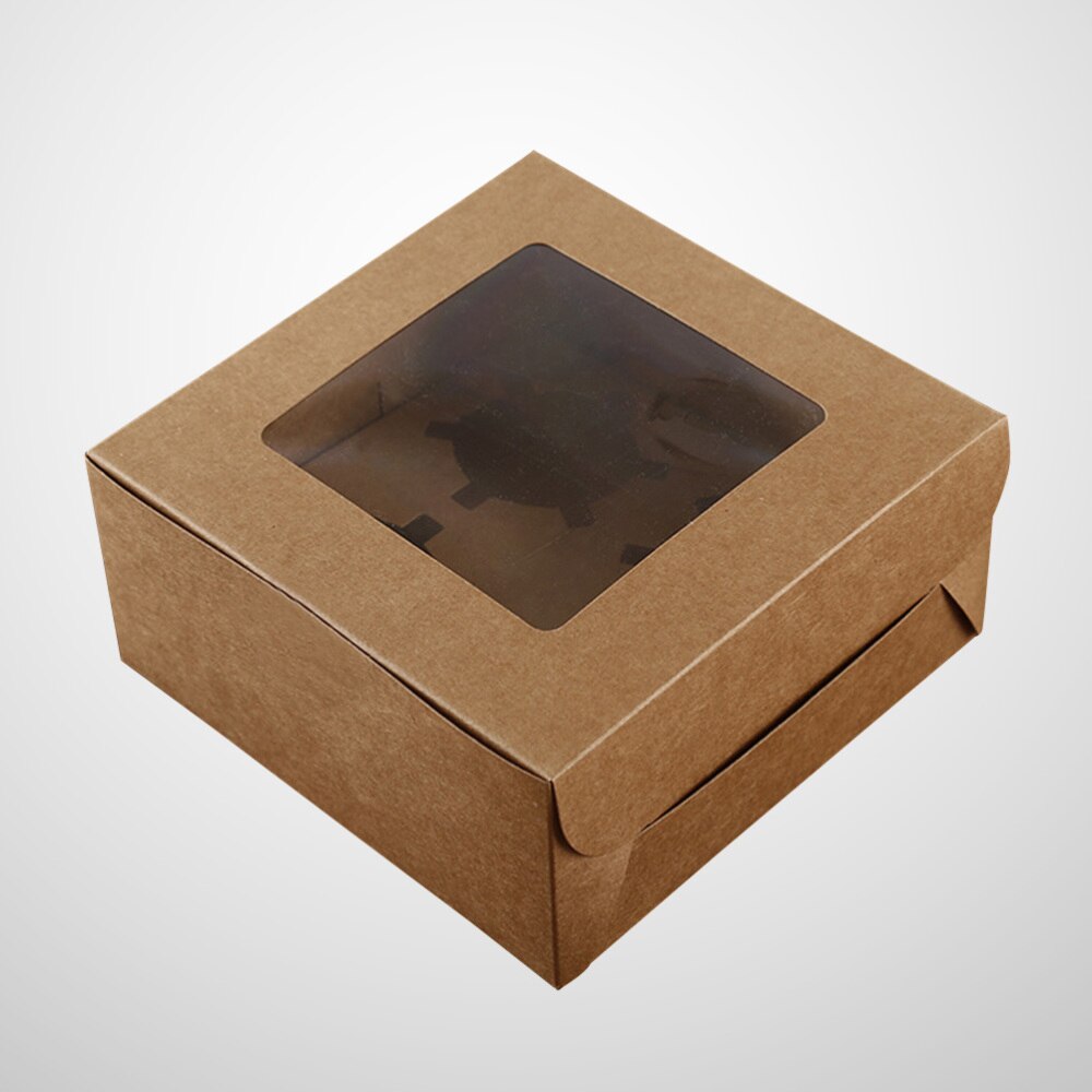 4 Cavities Kraft Paper Cupcake Box Dessert Containers Bakery Cake Carriers for Home Dessert Shop