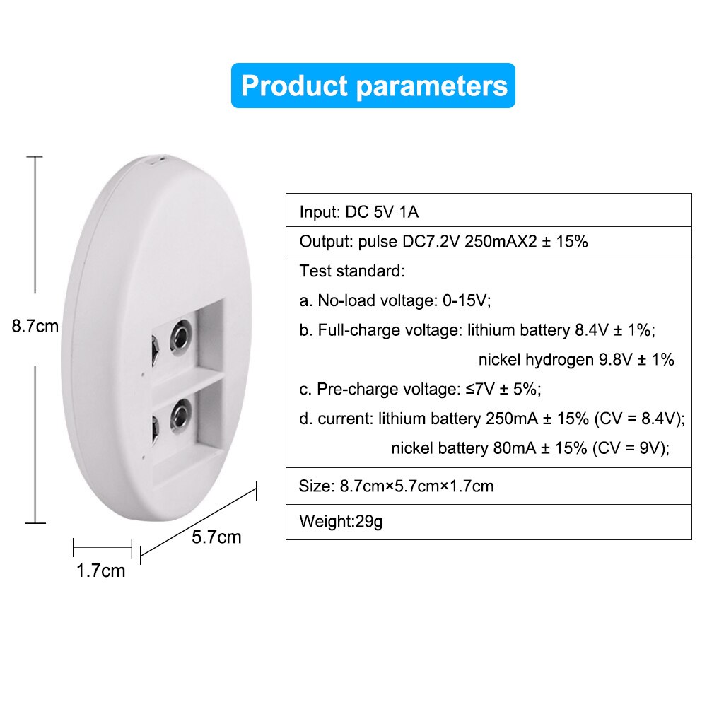 PALO dual slot 6F22 9V battery charger usb charger smart LED display for 9V lithium nimh nicd rechargeable batteries
