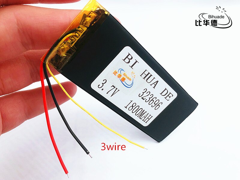 Li -po 3.8v xwd 323696p 1700 mah li-ion polymeerbatterij 3 kabels 1800 mah voor chinese kloon  i6 goophone 6s mtk android-telefoon