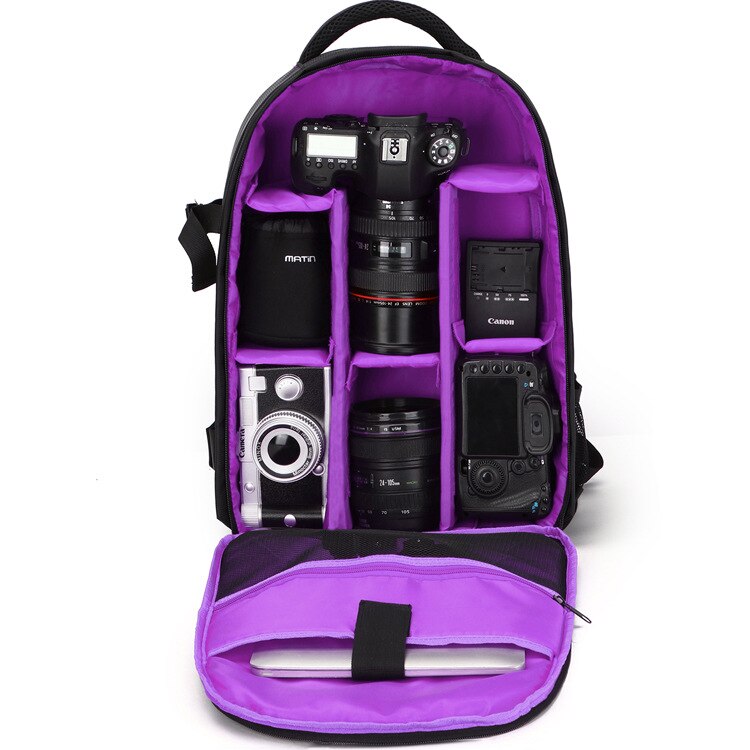 Rugzak Camera Gevallen Waterdichte Reizen Handtas Voor Camera Cover Tas Dslr Tas Video Foto Tassen Laptop Voor Canon/Nikon tafels Pc: Violet