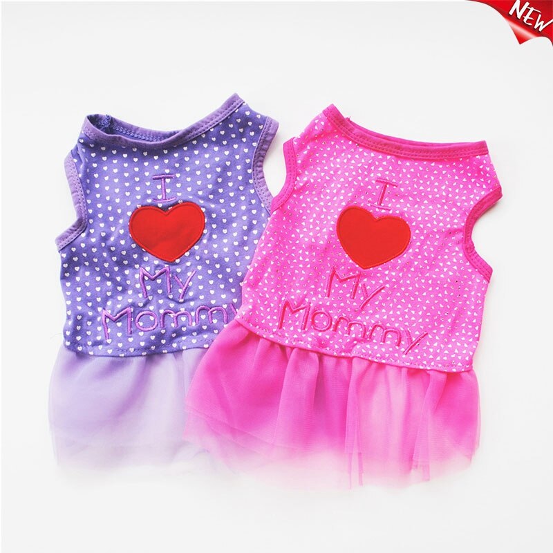 Ster Hart Hond Zomer Jurk Brief Gedrukt Kleine Hond Tops Kat Puppy Kleding Voor Kleine Middelgrote Honden T-shirt Jurk ruche Kostuums