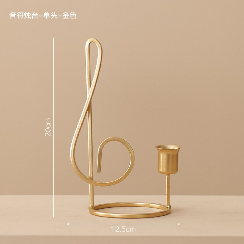 Lyx järn konst musik noter musik doft ljusstake ornament romantisk bröllop levande ljus middag modern: 1 topp gyllene