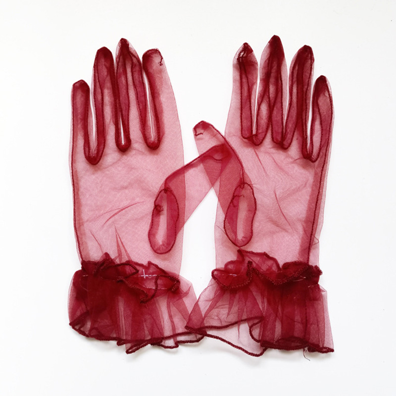 Gloves for Women Dress Sheer Mesh Gloves Sexy Thin Elbow Long Gloves Wedding Full Finger Anti-UV Cycling Driving Mittens