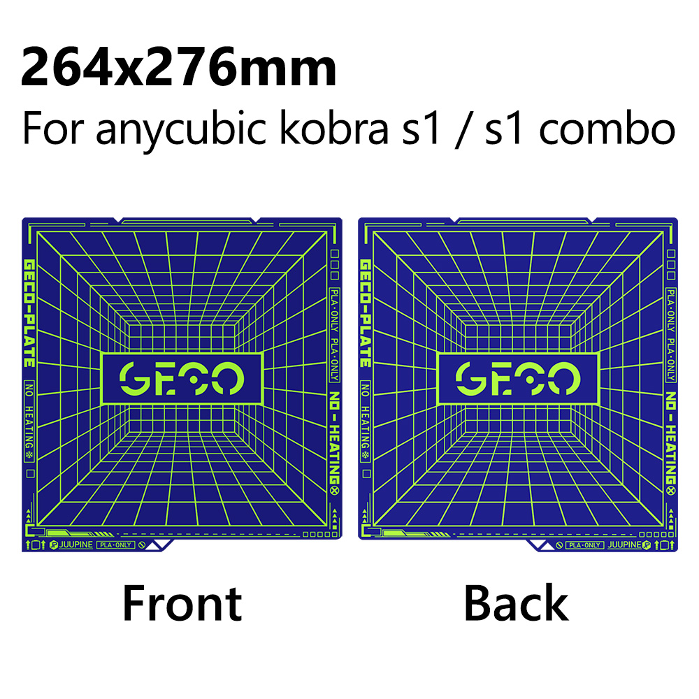 GECO Plate Pla Cold Build Pate For X1C P1S A1 Kobra S1 K1c Ender 3 Se K1 Max No Clog Spring Steel Double Sided Super Adhesion: 1.5mm / black