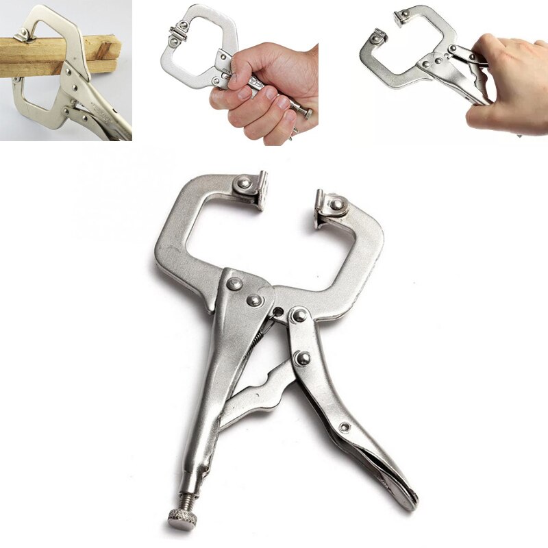 Pinza fissa per falegnameria pinza C morsetto saldatura clip pinza impugnatura tenone localizzatore lavorazione del legno lega girevole pad utensile manuale in acciaio morsa serratura mascella