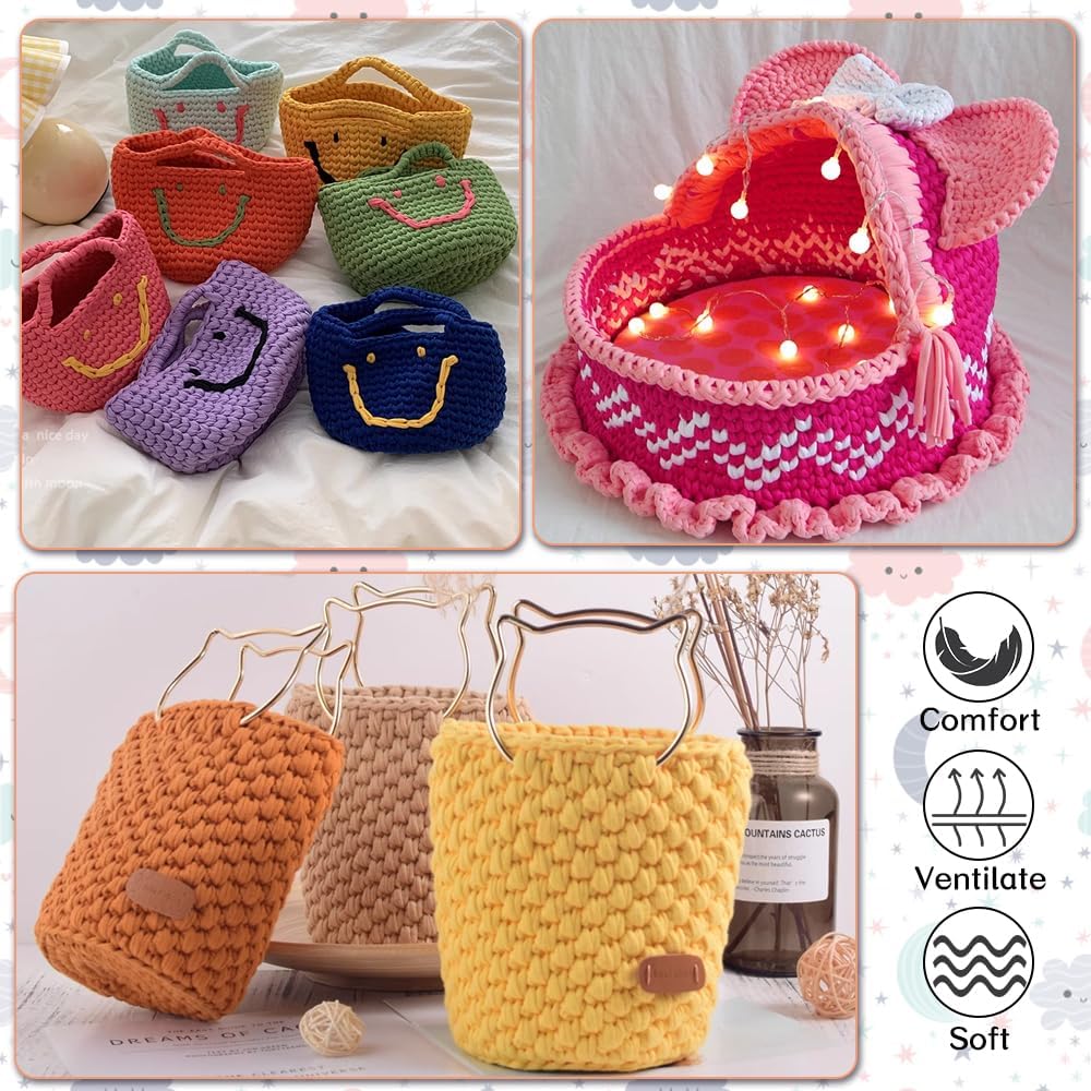 400 g/unidad de hilo de tejer grueso, tela elástica de hilo para camiseta, bolsa DIY, manta, cojín, proyectos de ganchillo