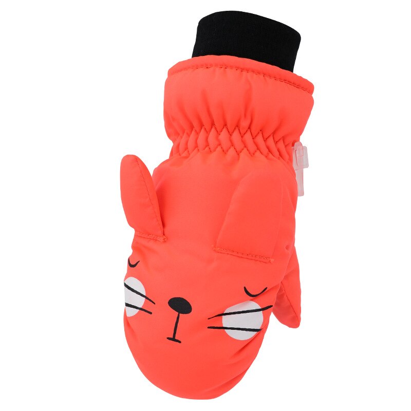 Kinderen ski handschoenen winddicht waterdicht dikke warme handschoenen winter jongen/meisje baby wanten koude outdoor handschoenen: Oranje