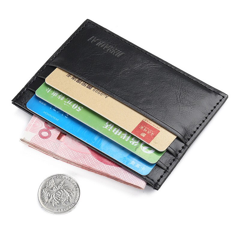 Men Slim Soft Business Credit Card Holder PU Leather Vintage Wallet Retro Texture Mini ID Holders Black Bank Case Purse