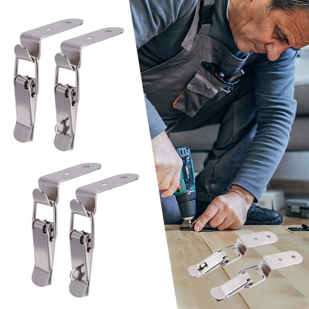 Holzkisten-Haspeln, Klemmhaken, Federverschlüsse aus Edelstahl, 90-Grad-Schnalle mit Entenmund, Hakenboxen, Kniehebelklemmen-Haspeln