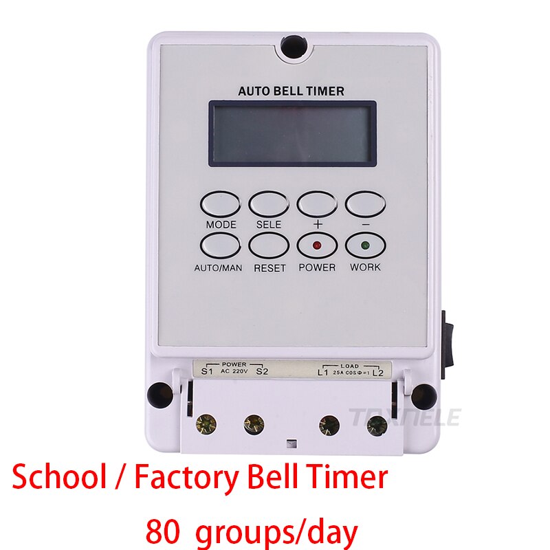 Digital School Bell Timer Switch ZTY-08 Intelligent Microcomputer Auto Bell Ring Controller 220V 80 groups Programmable Time