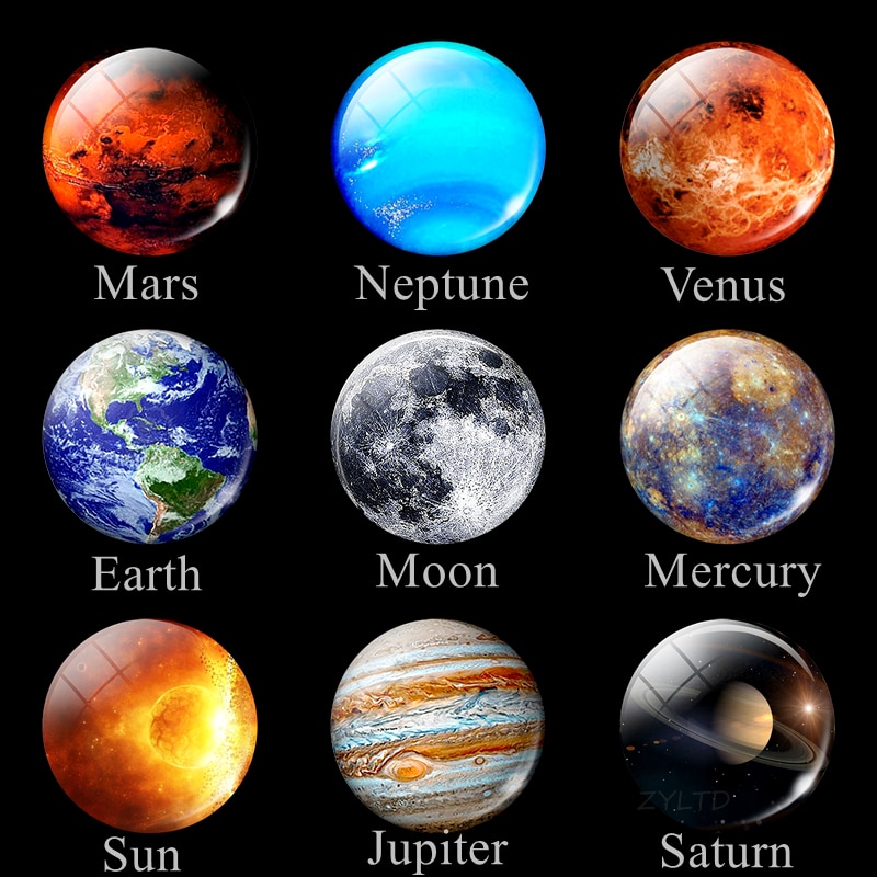 50MM Eight Planets Fridge Magnet Full Moon Earth Solar System Planet Universe Galaxy Nebula Star Refrigerator Magnets Home Decor