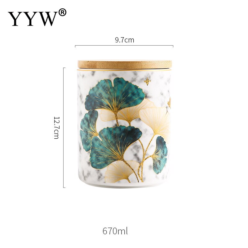 Latas herméticas de cerámica, latas de café nórdicas con tapa de madera, cajas de almacenamiento de fruta seca comida, accesorios de cocina, latas de almacenamiento: 2