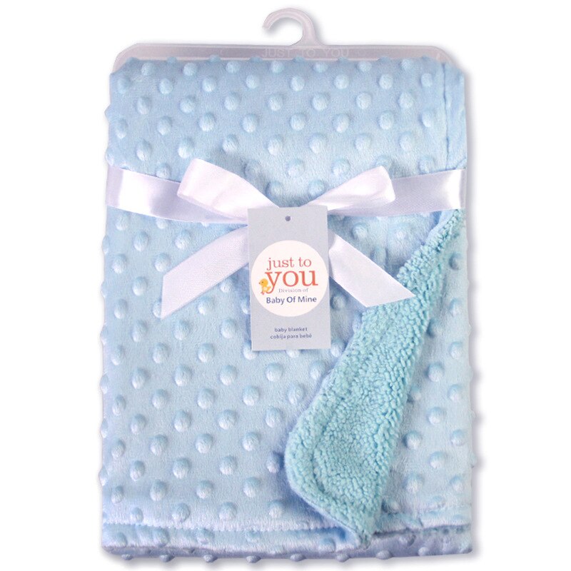 Manta de bebé y arrullo para recién nacido, manta térmica de lana suave, juego de cama sólido de invierno, edredón de algodón, ropa de cama infantil, envoltura para envolver: Azul