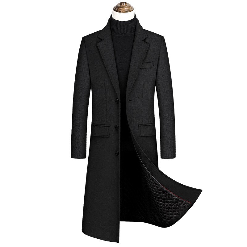 Extra Long Winter Trench Coat Men Cotton Filler Slim Men Coat Trench XXL
