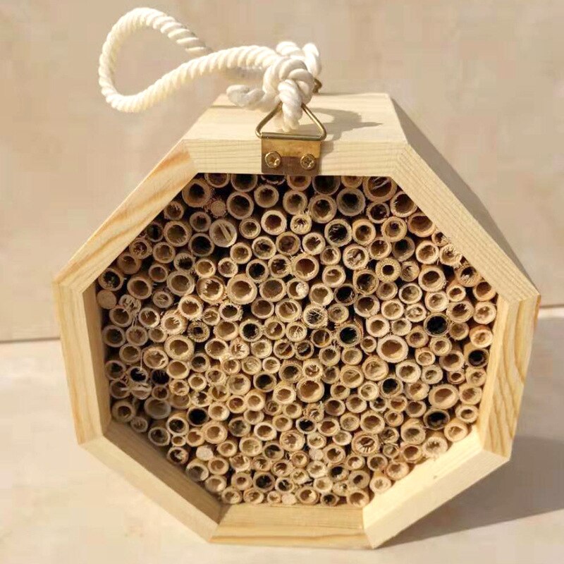 2 pacote de bambu natural abelha colmeia inseto hotéis mason bee casa tubos para atrai polinizadores abelha pacífica para o jardim