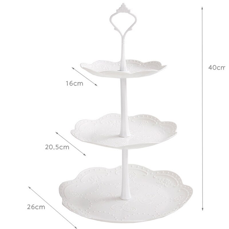 3 Tier Plastic Cake Stand Afternoon Tea Wedding Plates Party Tableware Bakeware Cake Shop Three Layer Cake Rack Storage Tray: 2