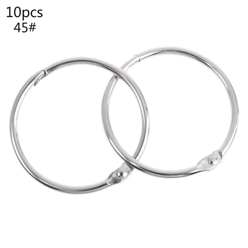 Anillo de Metal para encuadernación de hojas sueltas, aro multifuncional para encuadernación de libros, llavero circular, suministros de oficina, 10 Uds.: 45-39mm