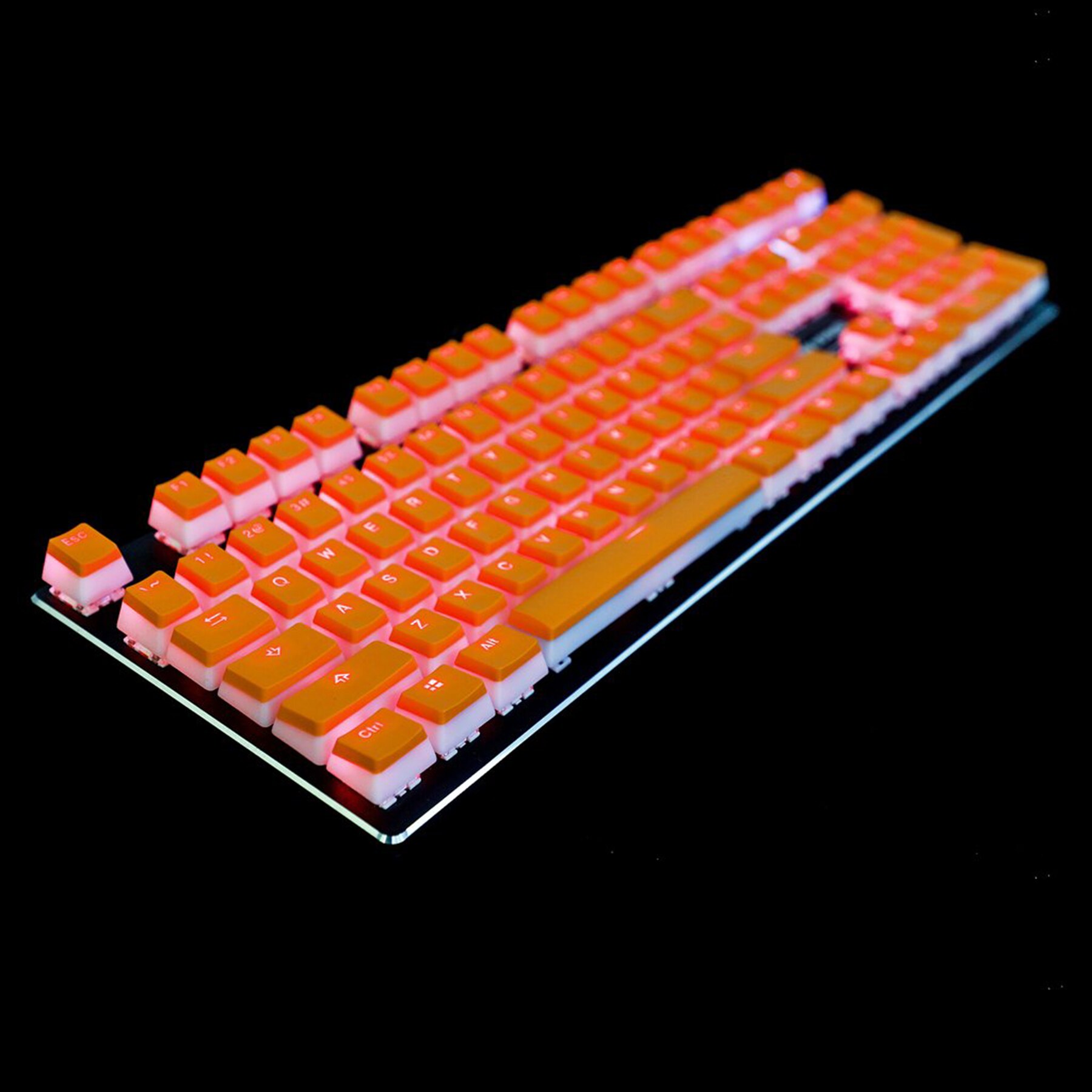 OEM Pudding Shine Through Backlit ANSI ISO 112 Key Double Shot PBT Keycaps For Mechanical Keyboard Keychron GK61X 61 87 104: Orange Pudding
