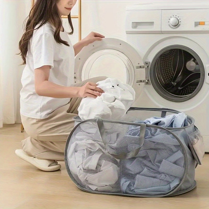 Ademend Mesh Opvouwbare Wasmand Huishoudelijke Vuile Kleren Organizer Handvat Lichte Draagbare Broek Sorteerder Tool Item