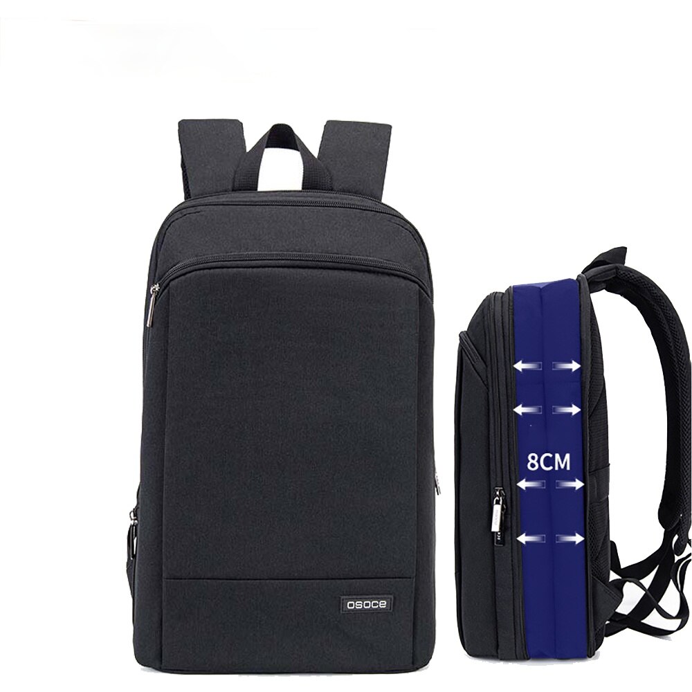 Lett bærbar ryggsekk menn 15.6 tommer kontorarbeid kvinner ryggsekker business bag unisex svart ryggsekk slim ryggsekk