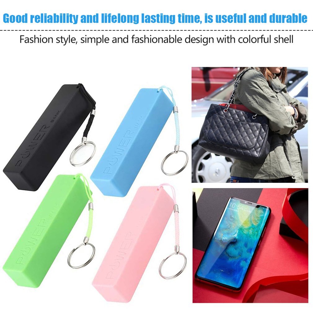 Heiße Neue 1Pc Tragbare Modische Parfüm Platz Geformt Handy, Mobiltelefon Energie fallen Kasten USB 18650 Batterie Abdeckung mit Schlüssel Kette für iPhone