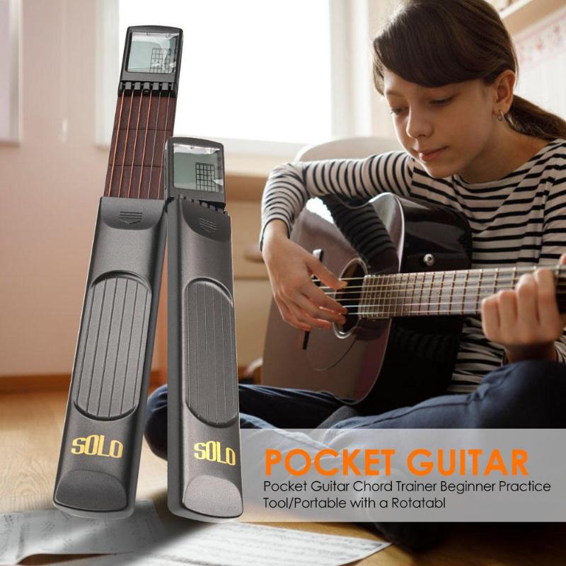 Portable Pocket Guitar 6 Strings Trainer with Chord Chart Screen Practice