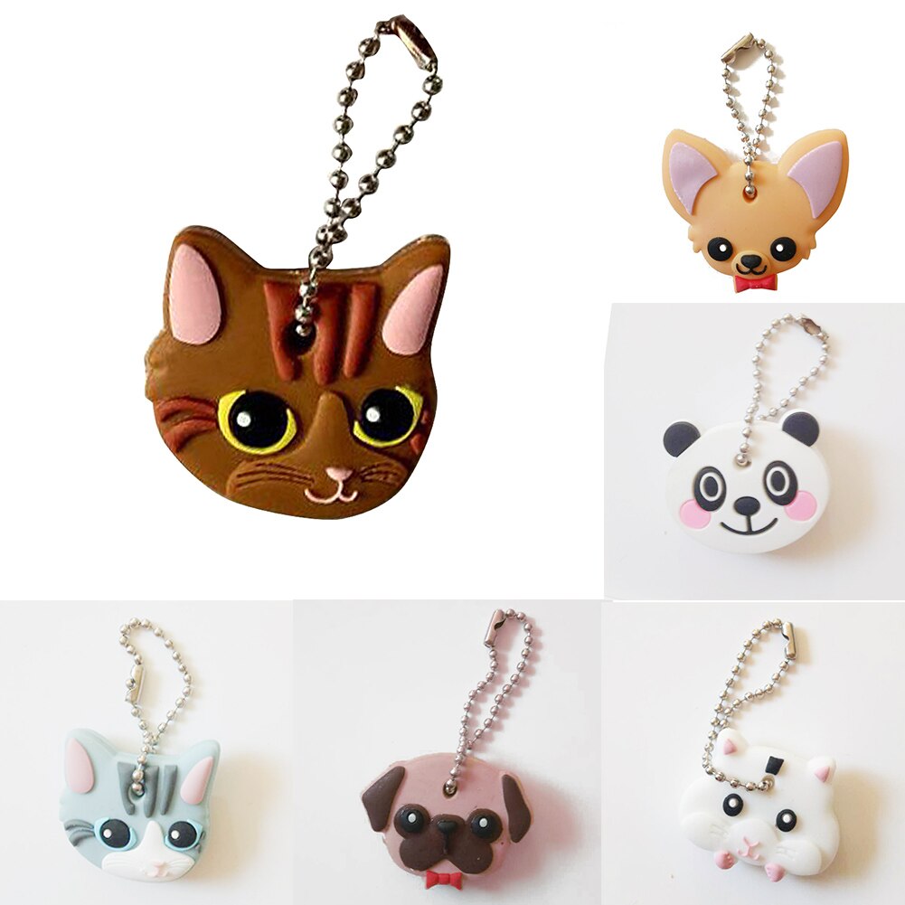 Leuke Sleutelhanger Met Puppy Pug Kat Konijn Klep Cap Grappige Sleutelhanger Dieren Key Case Unisex Vrouwen Kinderen mannen Sieraden