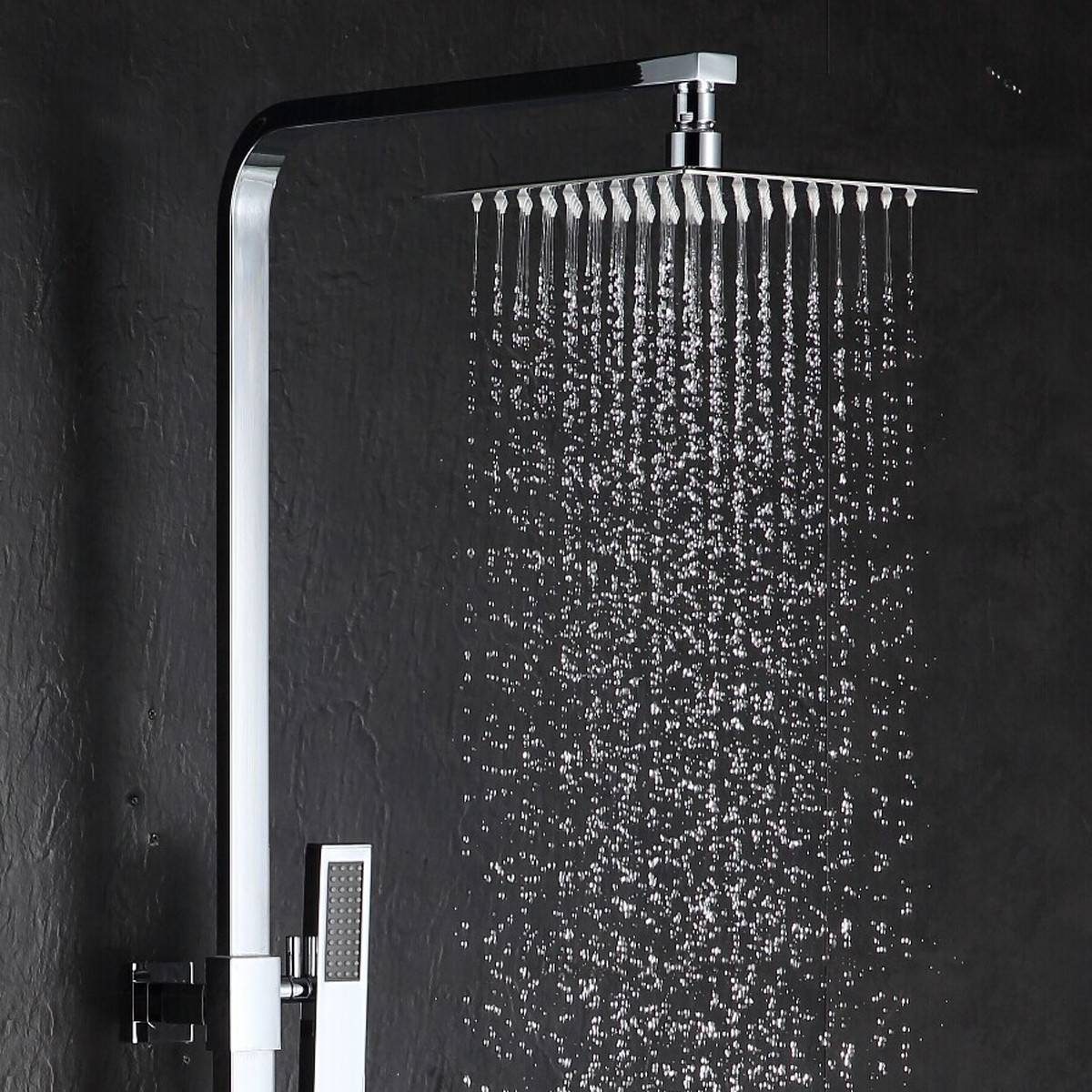 20 x 20cm 8 firkantet rustfrit stål regnbruser hoved nedbør badeværelse top sprøjte tyndt højt tryk