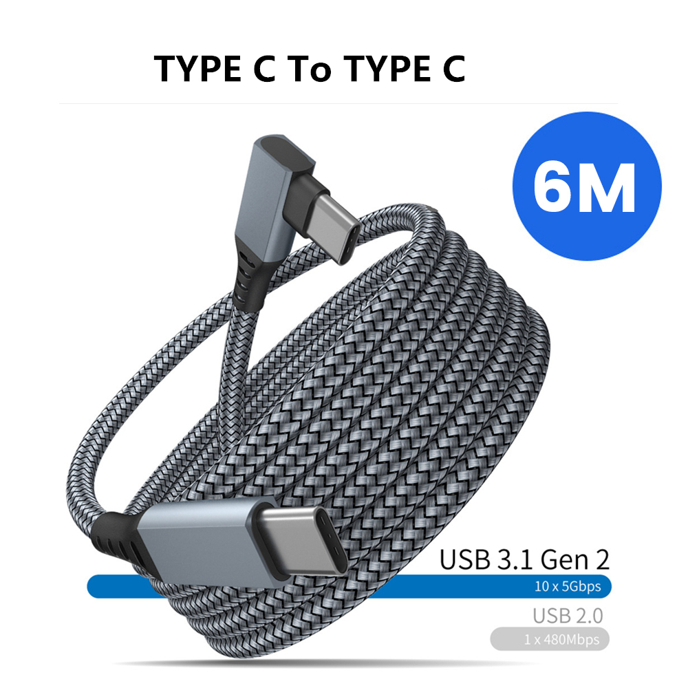 6M/5M Oculus Suche 1 Datenleitung Ladekabel Für Oculus Suche 2 Verknüpfung VR Daten Transfer kabel USB-A Typ-C VR Headset Zubehör: 6M C zu C grau