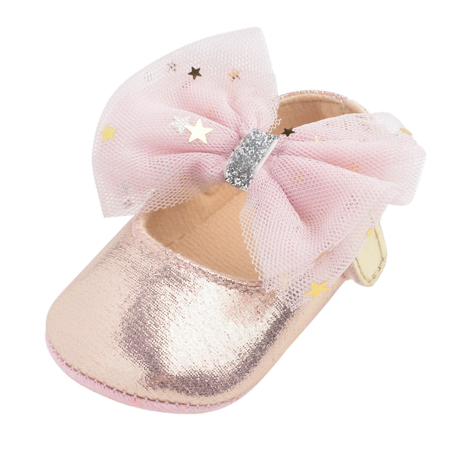 Baby Girls shoes sneakers Mary Janes Flat Bowknot Rubber Sole First Walker Princess Dress Shoes baby shoes: Pink / 13