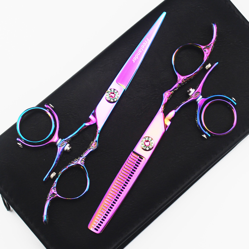 6" swivel scissors fly scissors hairdressing barber swivel shears 720 degrees Rotary handle thumb shears flying shears rotary