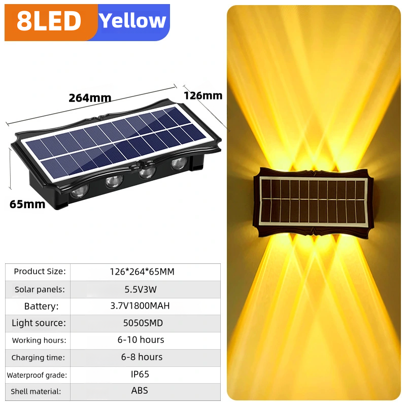 LED-wandlampen op zonne-energie Buiten op en neer Lichtgevende verlichting Decorverlichting op zonne-energie voor huis buiten veranda balkon tuin: Sea Blue