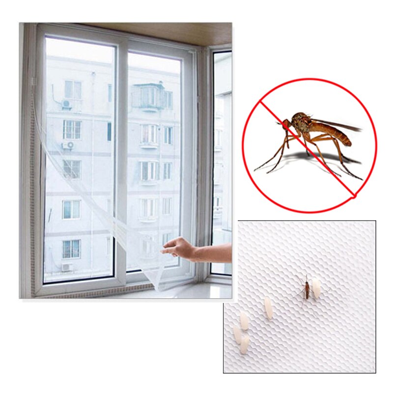 Moustiquaire de fenêtre en maille blanche 150x130cm, rideau de protection contre les mouches et les insectes