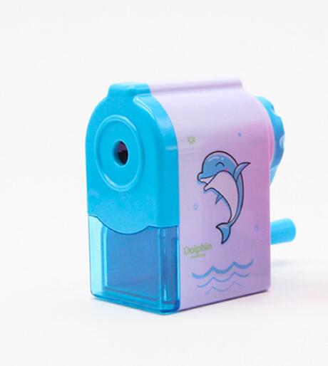 Sacapuntas de unicornio con dibujo de delfín, sacapuntas con manivela manual, bonito sacapuntas mecánico de mano, de papelería, útiles escolares: Dolphin