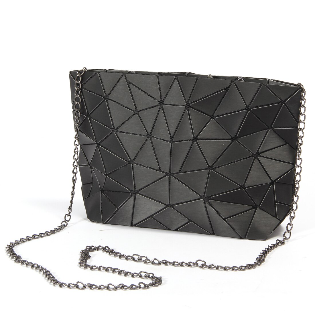 Crocrogo Frauen Mädchen Geldbörse Leucht Geometrische Schulter Taschen Multi Reflektierende Umhängetaschen BlingBling mit Ketten: 3117 Black